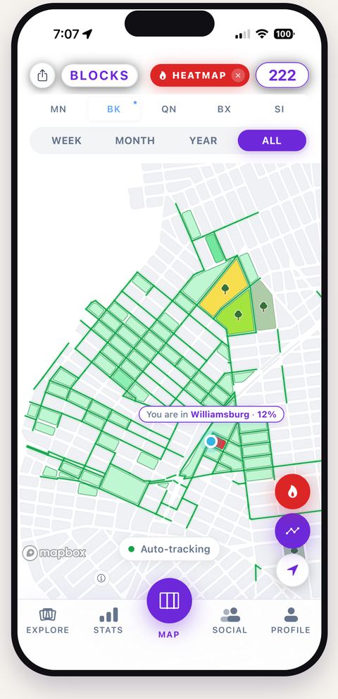 Watch your map fill in - a screen from the Blocks app