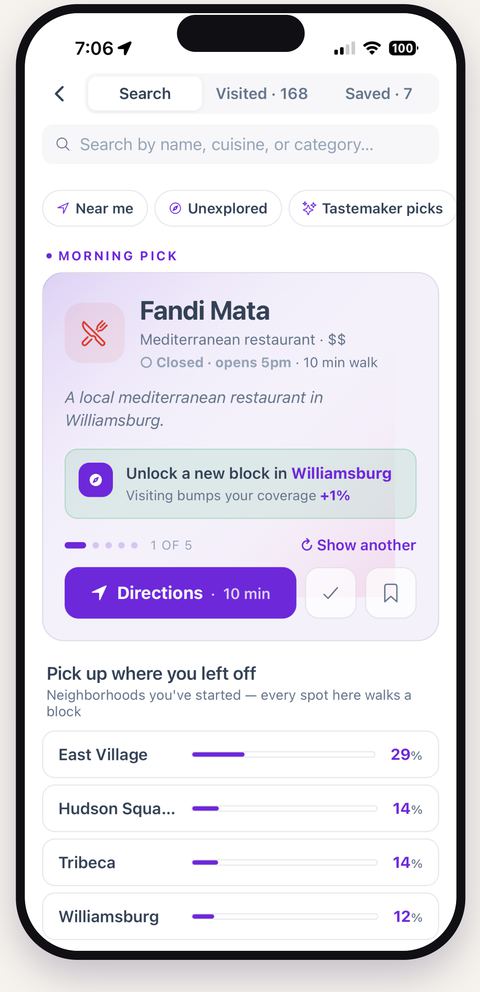 Know where to go next - a screen from the Blocks app